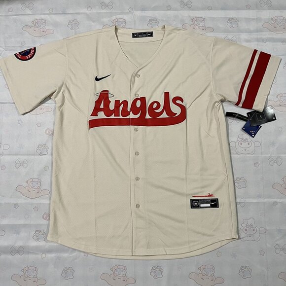 Mens MLB Los Angeles Angels Cream Jersey - Picture 1 of 6